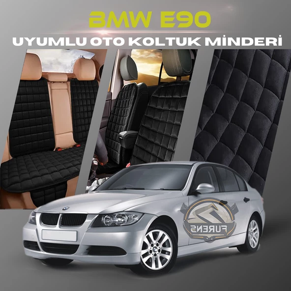 Bmw E90 Siyah Renk Tay Tüyü Cepli & Terletmez Sırtlı Oto Koltuk Minder Seti - Koltuk Koruma Kılıfı (ÖN & ARKA TAM SET) ürün görseli 1