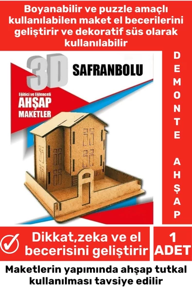 Özel 3D Görsel Zeka Geliştirici Boyanabilir Çocuk Yetişkin Puzzle Dekoratif Demonte Ahşap Oyun Maket ürün görseli 1