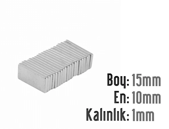 Neodyum Mıknatıs Köşeli  15x10mm , Kalınlık 1 mm ( 5 Adet) ürün görseli 1