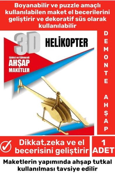 Özel 3D Görsel Zeka Geliştirici Boyanabilir Çocuk Yetişkin Puzzle Dekoratif Demonte Ahşap Oyun Maket ürün görseli 1