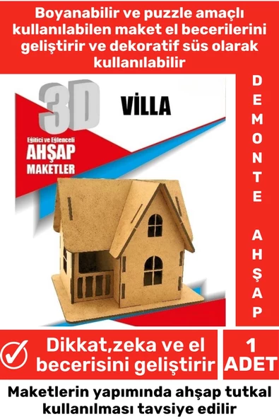Özel 3D Görsel Zeka Geliştirici Boyanabilir Çocuk Yetişkin Puzzle Dekoratif Demonte Ahşap Oyun Maket ürün görseli 1