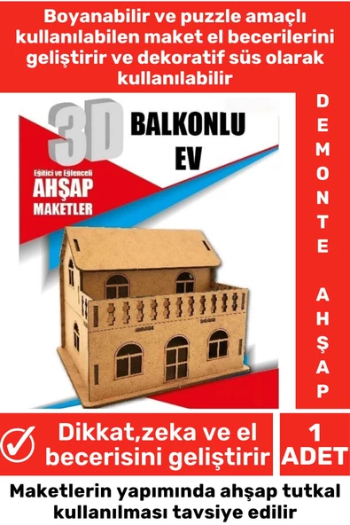 Özel 3D Görsel Zeka Geliştirici Boyanabilir Çocuk Yetişkin Puzzle Dekoratif Demonte Ahşap Oyun Maket ürün görseli 1