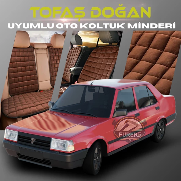 Tofaş Doğan Kahverengi Renk Tay Tüyü Cepli & Terletmez Sırtlı Oto Koltuk Minder Seti - Koltuk Koruma Kılıfı (ÖN & ARKA TAM SET) ürün görseli 1