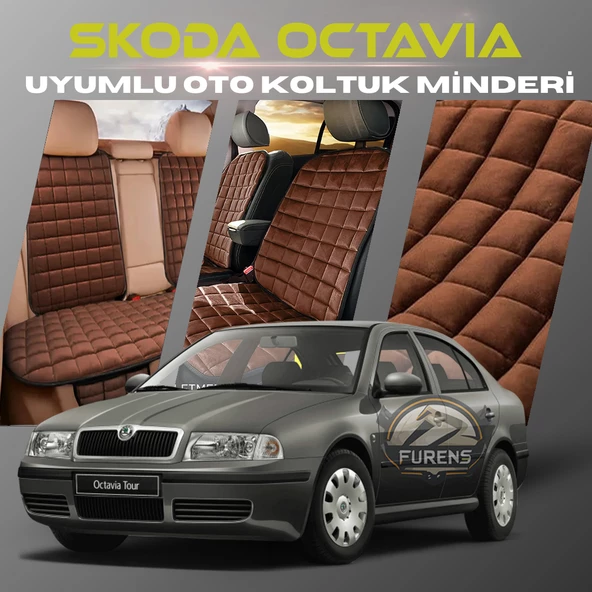 Skoda Octavia Kahverengi Renk Tay Tüyü Cepli & Terletmez Sırtlı Oto Koltuk Minder Seti - Koltuk Koruma Kılıfı (ÖN & ARKA TAM SET) ürün görseli 1