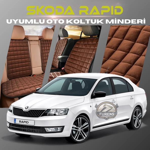 Skoda Rapid Kahverengi Renk Tay Tüyü Cepli & Terletmez Sırtlı Oto Koltuk Minder Seti - Koltuk Koruma Kılıfı (ÖN & ARKA TAM SET) ürün görseli 1