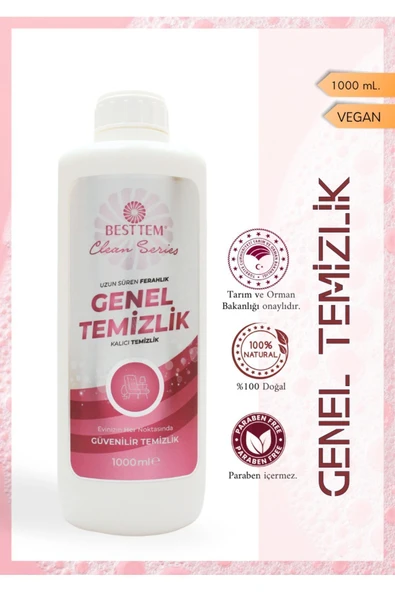 BESTTEM GENEL TEMİZLİK KALICI KOKU MOBİLYA AYNA KAPI LAMİNANT TEMİZLEYİCİ %100 BİTKİSEL 1000ML ürün görseli 1