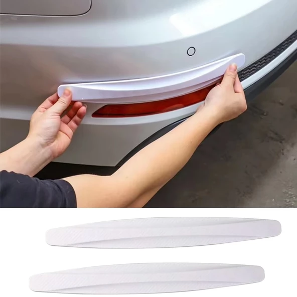 Beyaz 2 Adet Oto Tampon Koruyucu Araba Tampon Koruyucu  Karbon Desenli Tampon Koruma Tampon Görseli ürün görseli 1