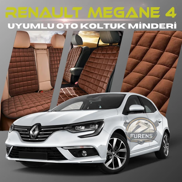 Renault Megane 4 Kahverengi Renk Tay Tüyü Cepli & Terletmez Sırtlı Oto Koltuk Minder Seti - Koltuk Koruma Kılıfı (ÖN & ARKA TAM SET) ürün görseli 1