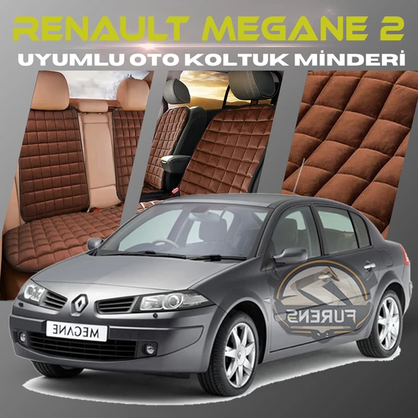 Renault Megane 2 Kahverengi Renk Tay Tüyü Cepli & Terletmez Sırtlı Oto Koltuk Minder Seti - Koltuk Koruma Kılıfı (ÖN & ARKA TAM SET) ürün görseli 1