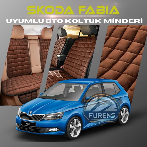 Skoda Fabia Kahverengi Renk Tay Tüyü Cepli & Terletmez Sırtlı Oto Koltuk Minder Seti - Koltuk Koruma Kılıfı (ÖN & ARKA TAM SET) ürün görseli 1
