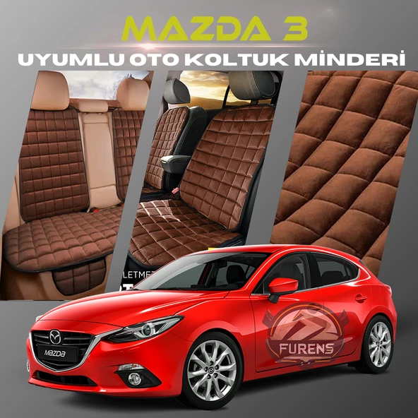 Mazda 3 Kahverengi Renk Tay Tüyü Cepli & Terletmez Sırtlı Oto Koltuk Minder Seti - Koltuk Koruma Kılıfı (ÖN & ARKA TAM SET) ürün görseli 1