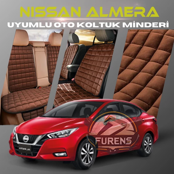 Nissan Almera Kahverengi Renk Tay Tüyü Cepli & Terletmez Sırtlı Oto Koltuk Minder Seti - Koltuk Koruma Kılıfı (ÖN & ARKA TAM SET) ürün görseli 1