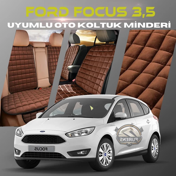 Ford Focus 3.5 Kahverengi Renk Tay Tüyü Cepli & Terletmez Sırtlı Oto Koltuk Minder Seti - Koltuk Koruma Kılıfı (ÖN & ARKA TAM SET) ürün görseli 1