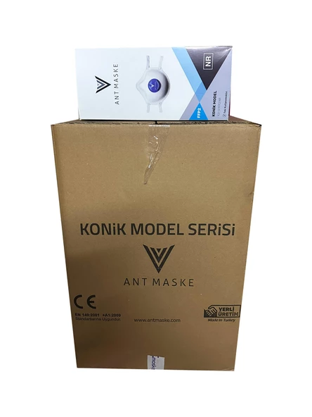 Ant Beyaz Ventilli FFP2 NR Toz İş Güvenlik Sanayi Boya Konik Maske - 25 Adetlik 18 Paket / Koli ürün görseli 1
