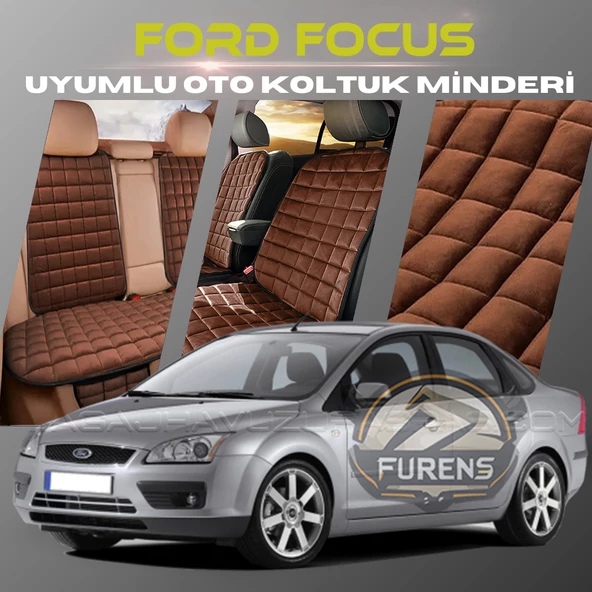 Ford Focus 2 Kahverengi Renk Tay Tüyü Cepli & Terletmez Sırtlı Oto Koltuk Minder Seti - Koltuk Koruma Kılıfı (ÖN & ARKA TAM SET) ürün görseli 1