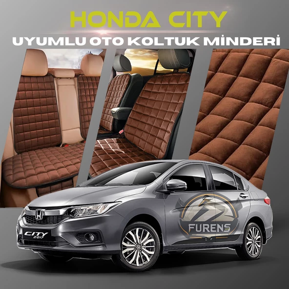 Honda City Kahverengi Renk Tay Tüyü Cepli & Terletmez Sırtlı Oto Koltuk Minder Seti - Koltuk Koruma Kılıfı (ÖN & ARKA TAM SET) ürün görseli 1