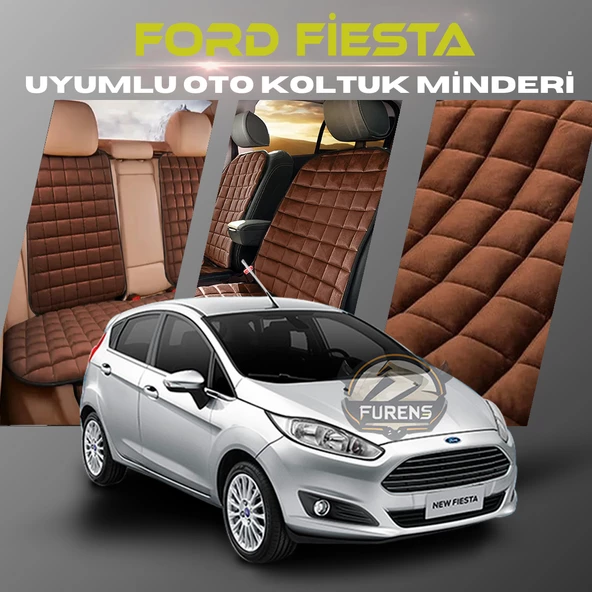 Ford Fiesta Kahverengi Renk Tay Tüyü Cepli & Terletmez Sırtlı Oto Koltuk Minder Seti - Koltuk Koruma Kılıfı (ÖN & ARKA TAM SET) ürün görseli 1