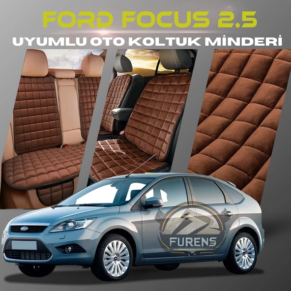 Ford Focus 2.5 Kahverengi Renk Tay Tüyü Cepli & Terletmez Sırtlı Oto Koltuk Minder Seti - Koltuk Koruma Kılıfı (ÖN & ARKA TAM SET) ürün görseli 1