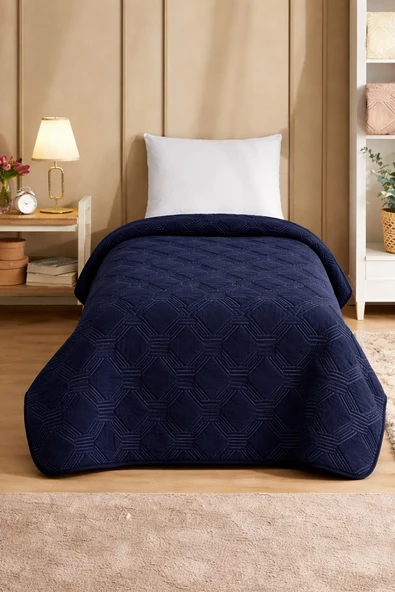 Özdilek Trendy Embos Tek Kişilik Battaniye(155x220)-Art Deco Lacivert ürün görseli 1