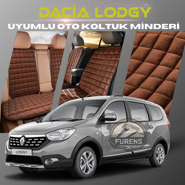 Dacia Lodgy Kahverengi Renk Tay Tüyü Cepli & Terletmez Sırtlı Oto Koltuk Minder Seti - Koltuk Koruma Kılıfı (ÖN & ARKA TAM SET) ürün görseli 1