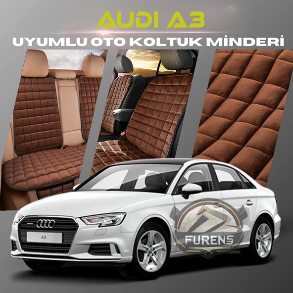 Audi A3 Kahverengi Renk Tay Tüyü Cepli & Terletmez Sırtlı Oto Koltuk Minder Seti - Koltuk Koruma Kılıfı (ÖN & ARKA TAM SET) ürün görseli 1