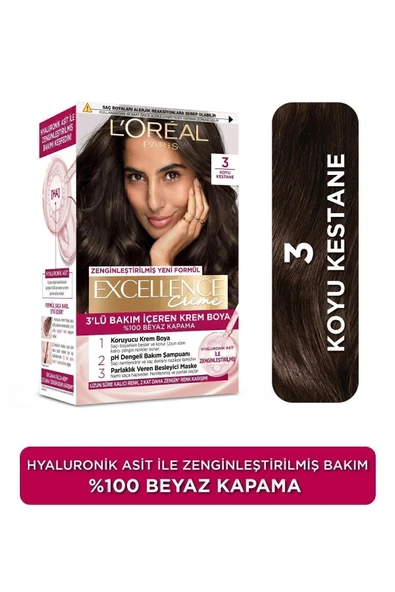 L'Oreal Paris Excellence Creme Saç Boyası 3 Koyu Kestane ürün görseli 1
