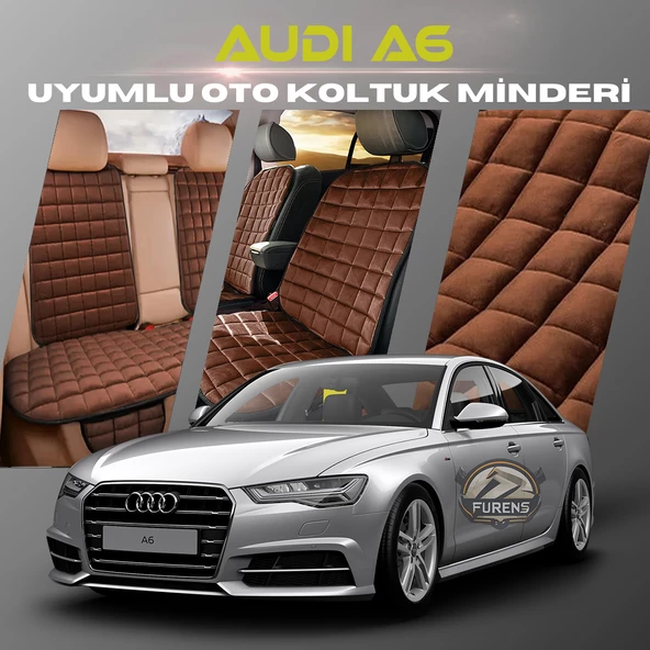 Audi A6  Kahverengi Renk Tay Tüyü Cepli & Terletmez Sırtlı Oto Koltuk Minder Seti - Koltuk Koruma Kılıfı (ÖN & ARKA TAM SET) ürün görseli 1