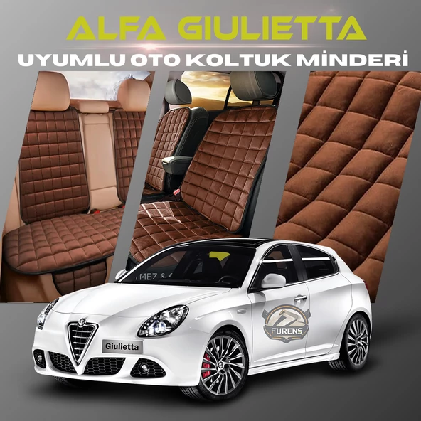 Alfa Romeo Giulietta Kahverengi Renk Tay Tüyü Cepli & Terletmez Sırtlı Oto Koltuk Minder Seti - Koltuk Koruma Kılıfı (ÖN & ARKA TAM SET) ürün görseli 1