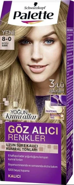 Palette Yoğun Göz Alıcı Renkler Saç Boyası 8.0 Koyu Sarı ürün görseli 1