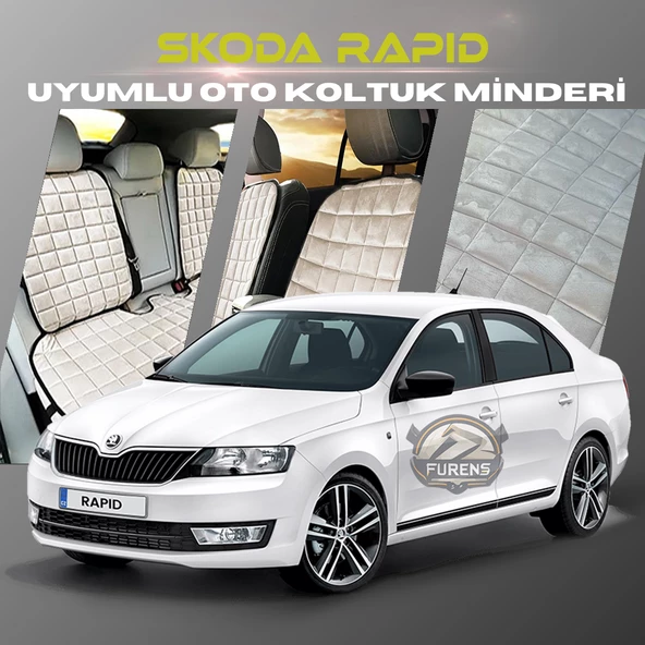 Skoda Rapid Bej Renk Tay Tüyü Cepli & Terletmez Sırtlı Oto Koltuk Minder Seti - Koltuk Koruma Kılıfı (ÖN & ARKA TAM SET) ürün görseli 1