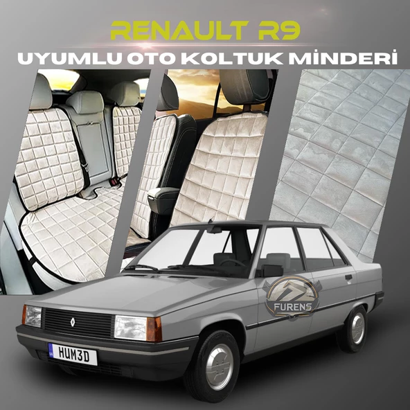 Renault R9 Bej Renk Tay Tüyü Cepli & Terletmez Sırtlı Oto Koltuk Minder Seti - Koltuk Koruma Kılıfı (ÖN & ARKA TAM SET) ürün görseli 1