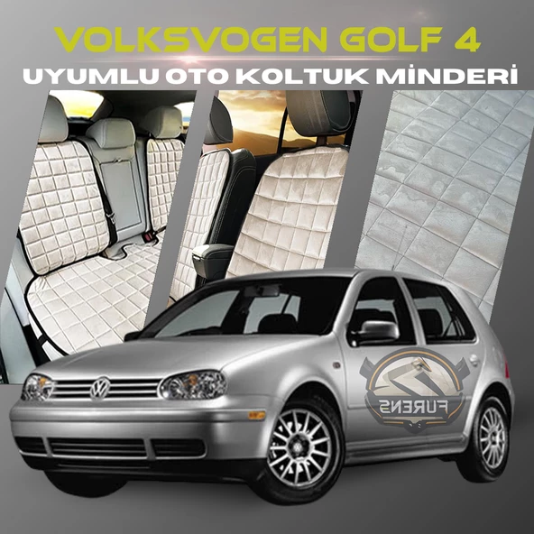 Volksvogen Golf 4 Bej Renk Tay Tüyü Cepli & Terletmez Sırtlı Oto Koltuk Minder Seti - Koltuk Koruma Kılıfı (ÖN & ARKA TAM SET) ürün görseli 1