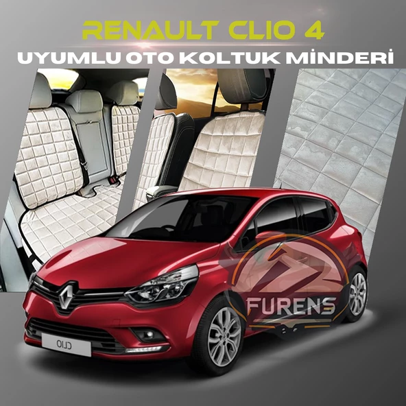 Renault Clio 4 Bej Renk Tay Tüyü Cepli & Terletmez Sırtlı Oto Koltuk Minder Seti - Koltuk Koruma Kılıfı (ÖN & ARKA TAM SET) ürün görseli 1