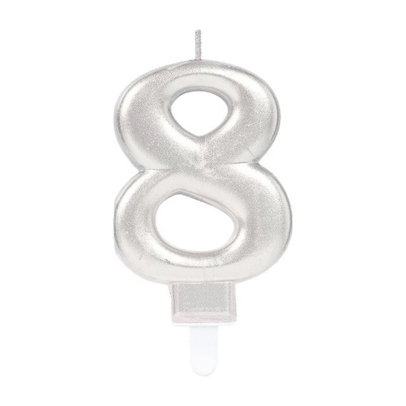 8 Rakam Mum Gümüş Renk ürün görseli 1