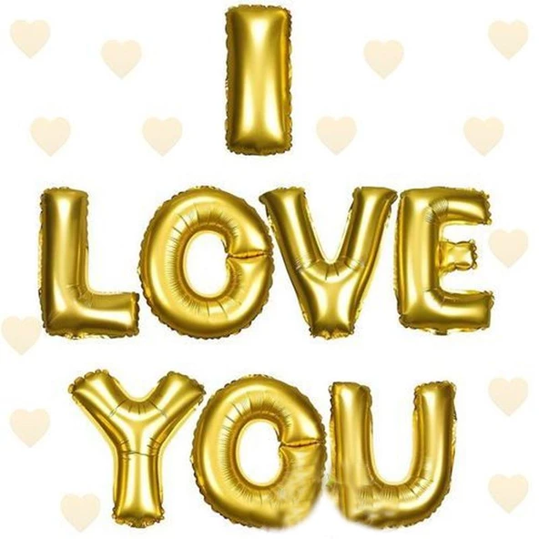 I Love You Folyo Balon Altın Renk 35 CM ürün görseli 1