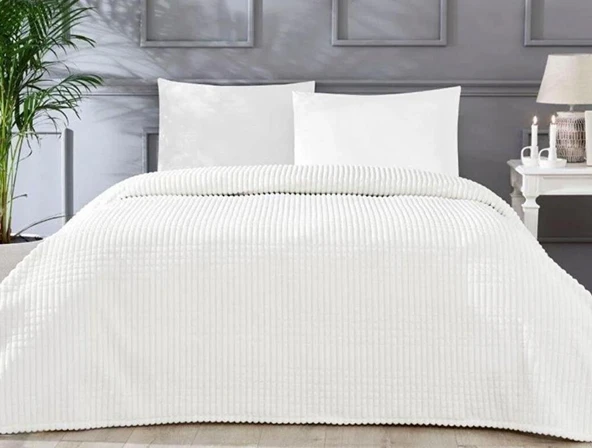 Özdilek Modern Line Tek Kişilik Battaniye Seti (150x220)-Piramit Kemik ürün görseli 1