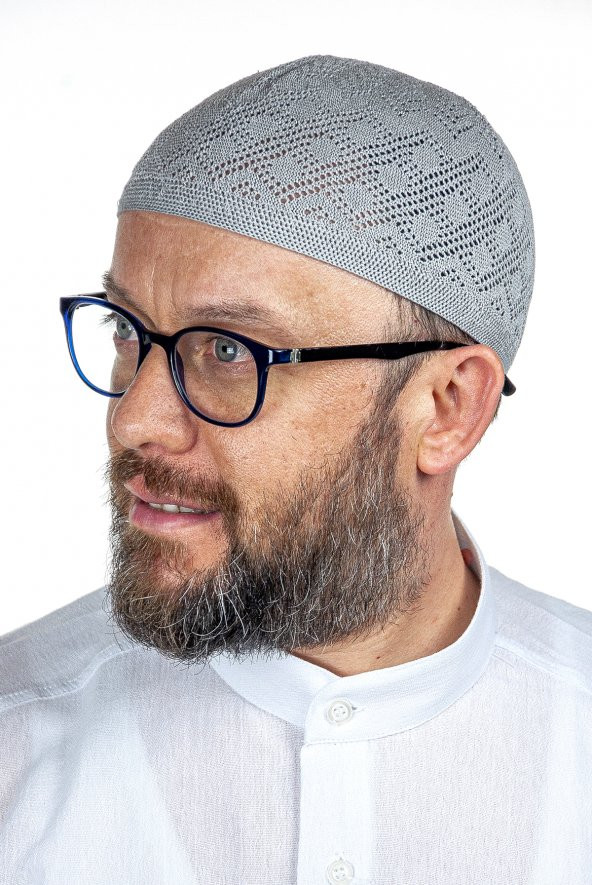 Mercan Namaz Takkesi  Gri 12 Adet - Resim 2