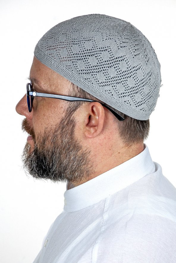 Mercan Namaz Takkesi  Gri 12 Adet - Resim 3