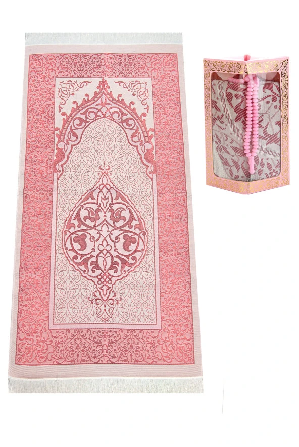 Özel Hediyelik Kutulu Seccadeli Tesbihli Set Pembe ürün görseli 1