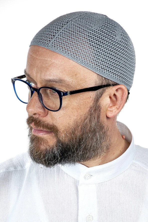 Lüks Çelik Örme Namaz Takkesi Gri 1 Adet ürün görseli 1