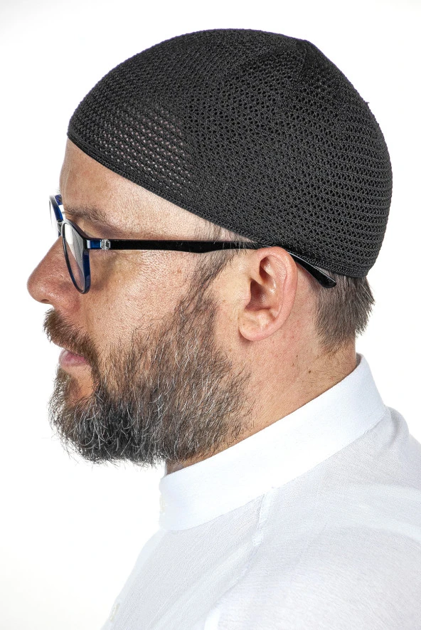 Lüks Çelik Örme Namaz Takkesi Siyah 1 Adet - Resim 2