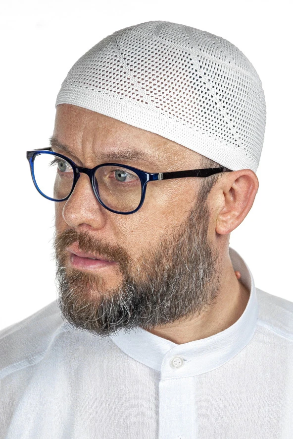 Gold Lüks Dantel Örme Namaz Takkesi Beyaz 1 Adet ürün görseli 1