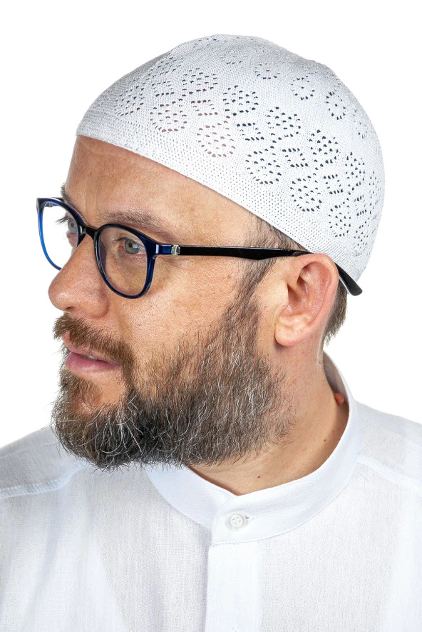 Mercan Namaz Takkesi Beyaz 12 Adet ürün görseli 1