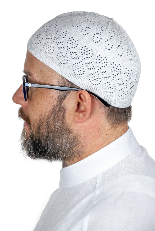 Mercan Namaz Takkesi Beyaz 12 Adet - Resim 2