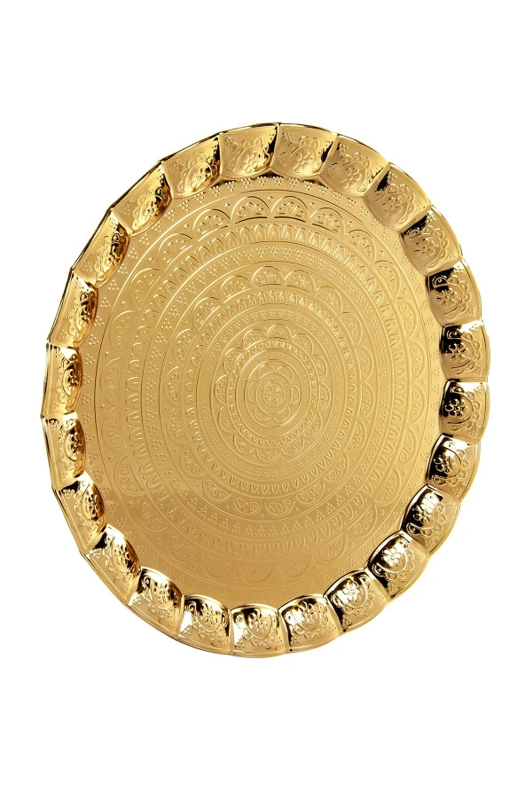 6 Kişilik Dalgalı Yuvarlak Saç Sunum Tepsi Gold ürün görseli 1