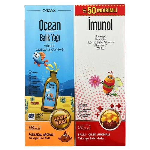 Ocean Balık Yağı Portakal Aromalı 150ml + imunol Şurup 150 ml ürün görseli 1