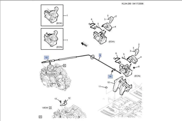 Chevrolet Captiva 2007 - 2011 C100 Otomatik Vites Halatı Orjinal,96625503 ürün görseli 1