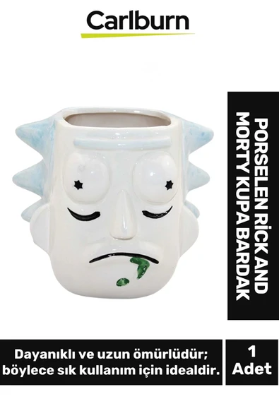 Özel Tasarım Dekoratif Şık Hediyelik Porselen Rick And Morty Kupa Bardak 10*14 Cm ürün görseli 1