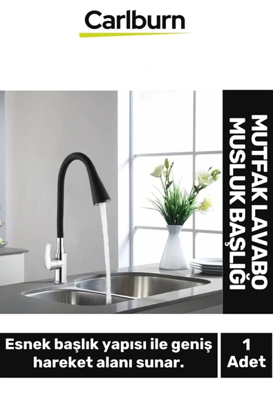 Özel Üretim Yüksek Kaliteli Esnek Paslanmaz Çelik Siyah Gövde Mutfak Lavabo Musluk Başlığı ürün görseli 1
