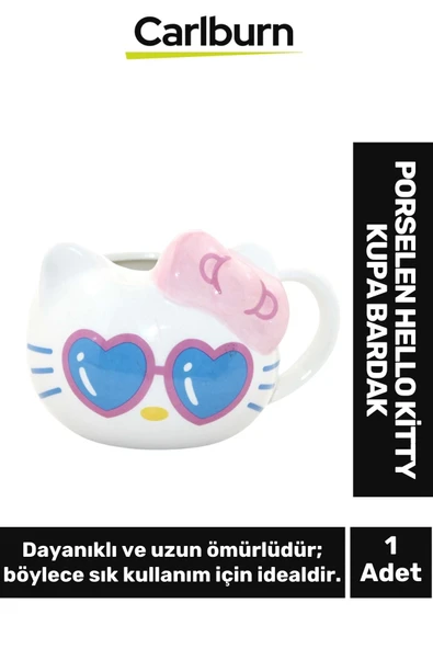 Özel Tasarım Dekoratif Şık Hediyelik Sevgili Eş Dost Arkadaş Porselen Hello Kitty Kupa Bardak ürün görseli 1